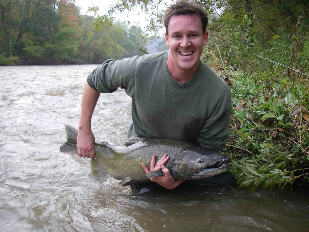 A salmon caught in high water on the Credit River