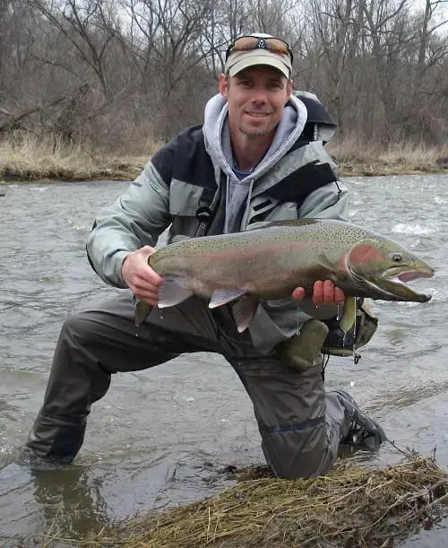 The author with a good wading jacket for steelhead fishing.